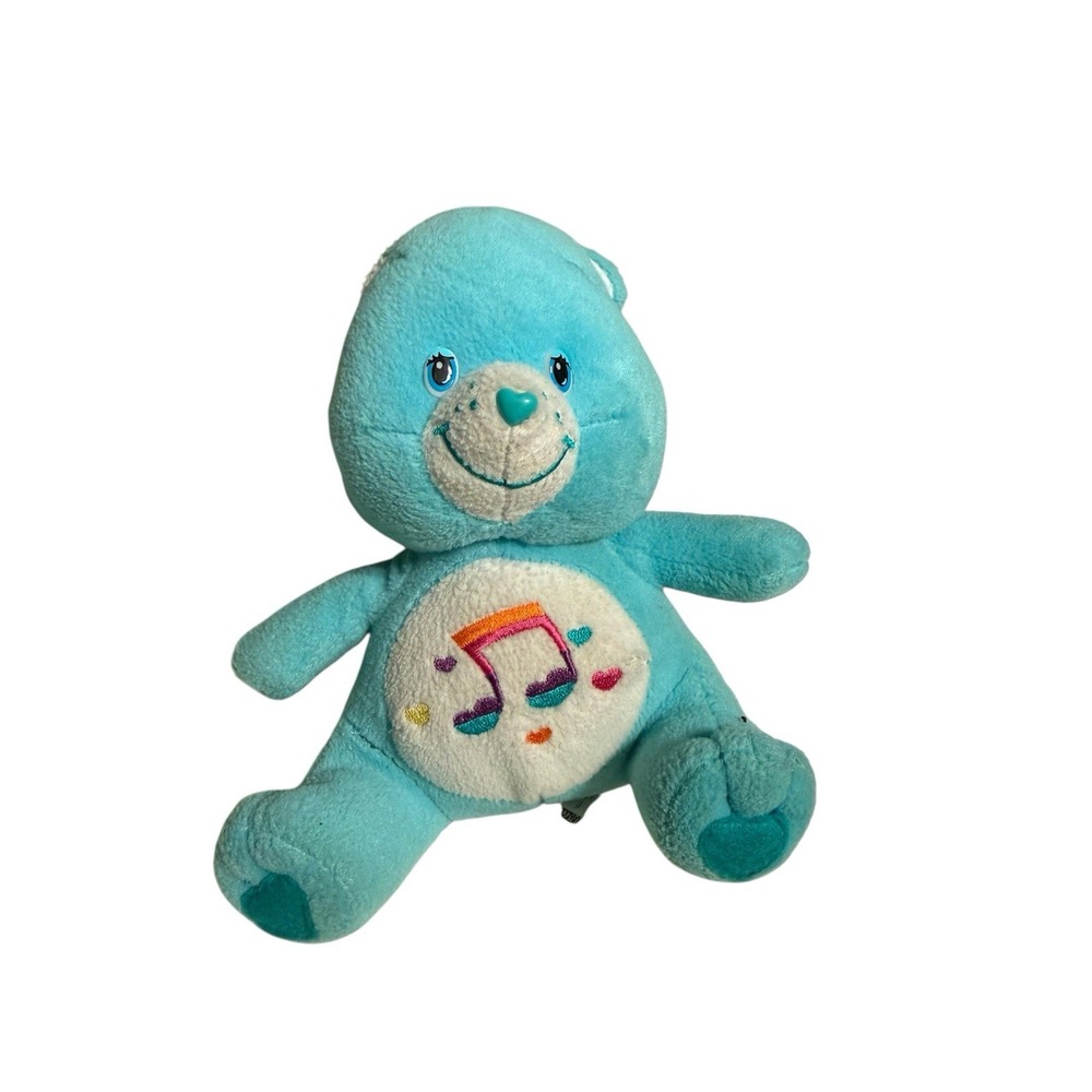 Care Bear Plush Teal Heartstring Bear 2006 Plush Animal Pre-Loved- NANCO